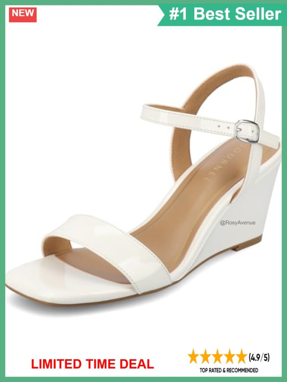 Womens Cushioned Footbed Dressy Wedge Sandal Faux Leather Ankle Straps 2-3 Inch